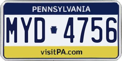 PA license plate MYD4756