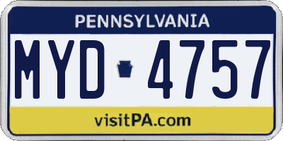 PA license plate MYD4757