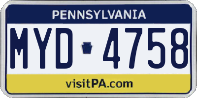 PA license plate MYD4758