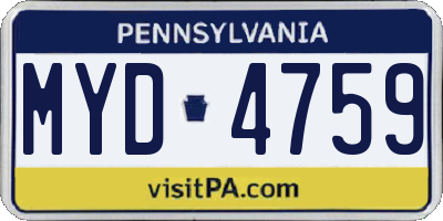 PA license plate MYD4759