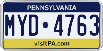 PA license plate MYD4763