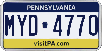 PA license plate MYD4770