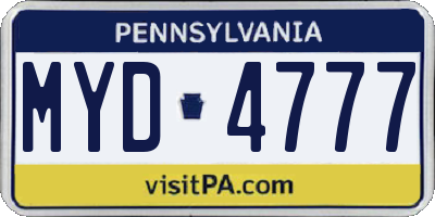 PA license plate MYD4777