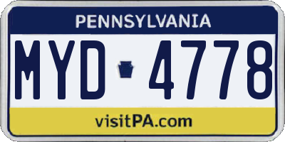 PA license plate MYD4778