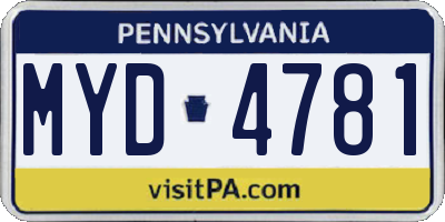 PA license plate MYD4781