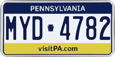 PA license plate MYD4782
