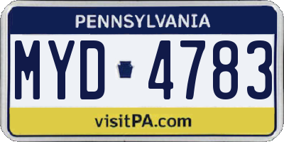 PA license plate MYD4783