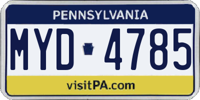 PA license plate MYD4785