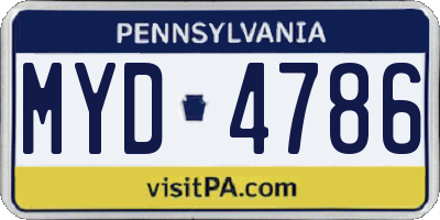 PA license plate MYD4786