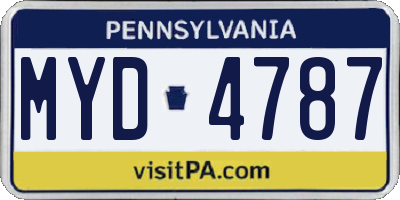 PA license plate MYD4787