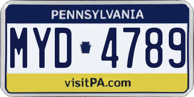 PA license plate MYD4789