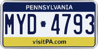 PA license plate MYD4793