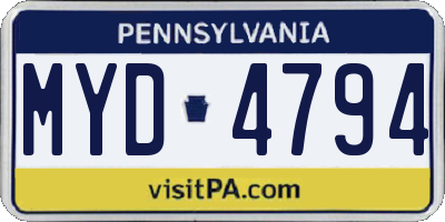 PA license plate MYD4794