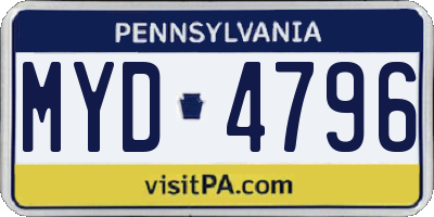 PA license plate MYD4796
