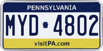 PA license plate MYD4802