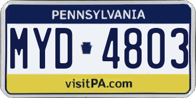 PA license plate MYD4803