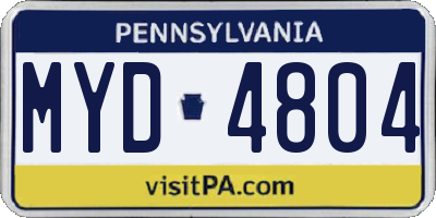 PA license plate MYD4804