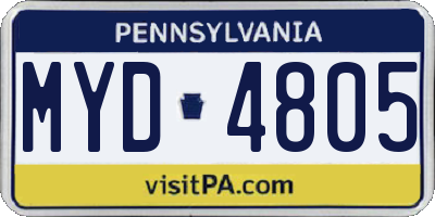 PA license plate MYD4805