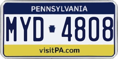 PA license plate MYD4808
