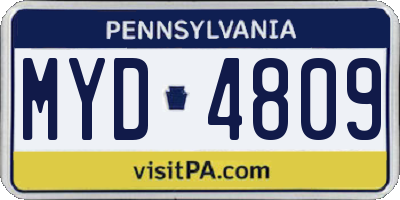 PA license plate MYD4809