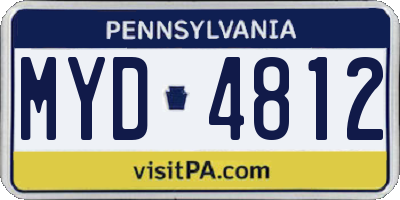 PA license plate MYD4812