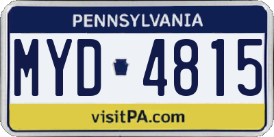 PA license plate MYD4815