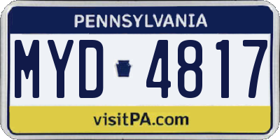 PA license plate MYD4817