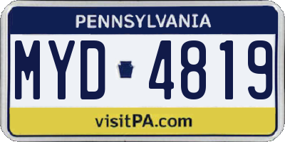 PA license plate MYD4819