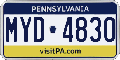PA license plate MYD4830