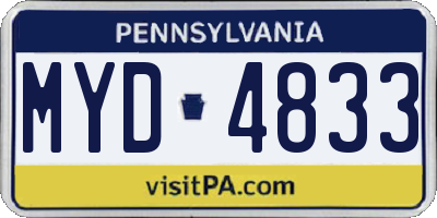 PA license plate MYD4833