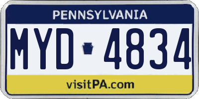 PA license plate MYD4834