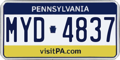 PA license plate MYD4837