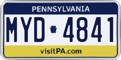 PA license plate MYD4841