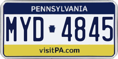 PA license plate MYD4845
