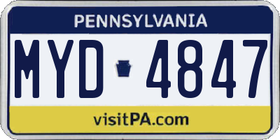 PA license plate MYD4847