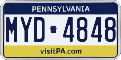 PA license plate MYD4848
