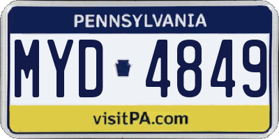 PA license plate MYD4849