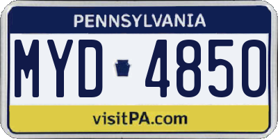 PA license plate MYD4850