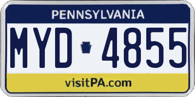 PA license plate MYD4855