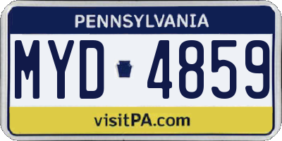 PA license plate MYD4859