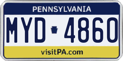 PA license plate MYD4860