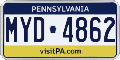 PA license plate MYD4862