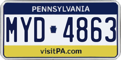 PA license plate MYD4863