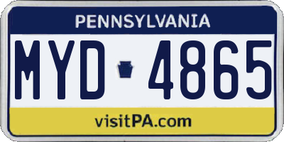 PA license plate MYD4865
