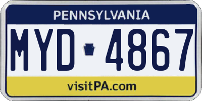 PA license plate MYD4867