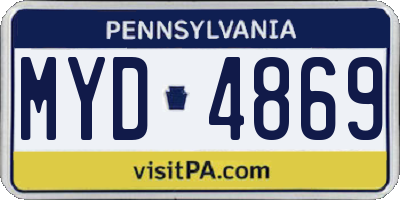 PA license plate MYD4869
