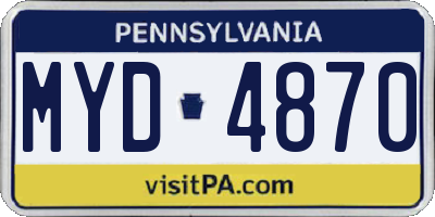 PA license plate MYD4870