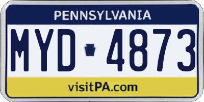 PA license plate MYD4873