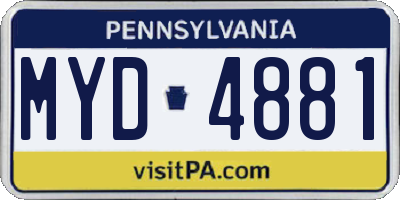 PA license plate MYD4881