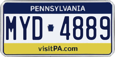 PA license plate MYD4889